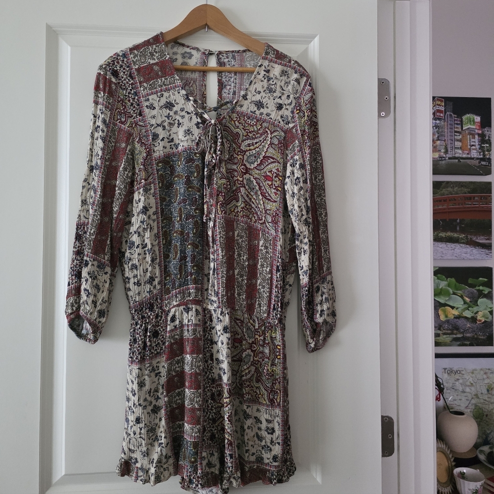 American Eagle Boho Paisley Romper Womens L Festival Floral Coastal Cowgirl